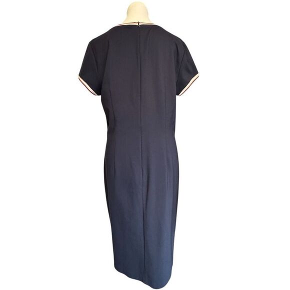 Brooks Brothers Women's Sheath Dress Size 14 Midi Short Sleeve Red White Blue - Picture 4 of 11